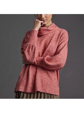 Anthropologie Maeve cowl neck cozy fleece balloon sleeve sweater